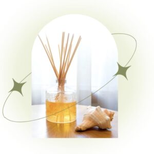 מפיץ ריח בקבוק עם מקלות במבוק